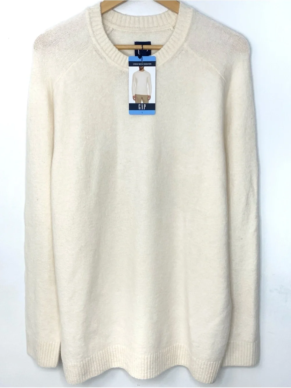 NWT Gap Men’s Soft & Comfortable Cream Relaxed Fit  Crewneck Sweater Size Large